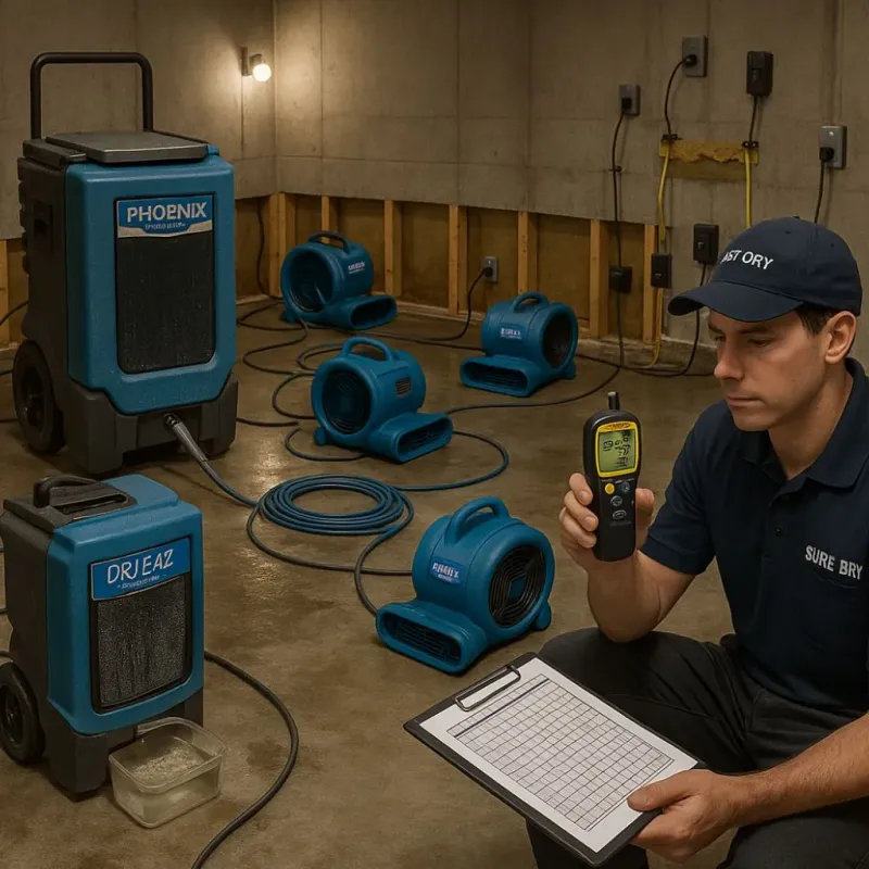 Structural Drying and Dehumidification process in Hughestown, PA